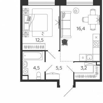 Продается 2-х комнатная квартира, 42,1 м²