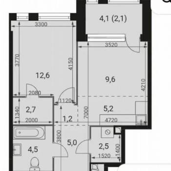 Продается 1-комнатная квартира, 45,4 м²