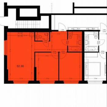 Продается 2-х комнатная квартира, 52 м²