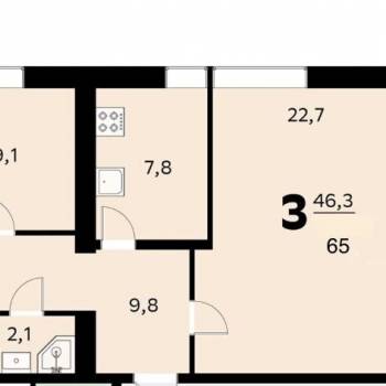 Продается 3-х комнатная квартира, 65 м²