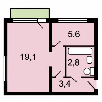 Продается 1-комнатная квартира, 30,8 м²