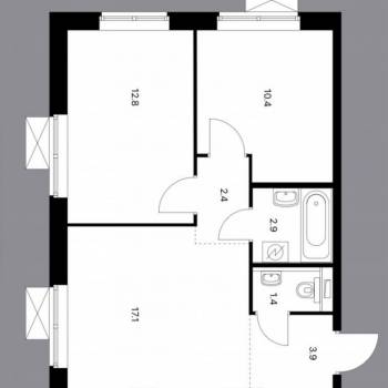 Сдается 2-х комнатная квартира, 55 м²