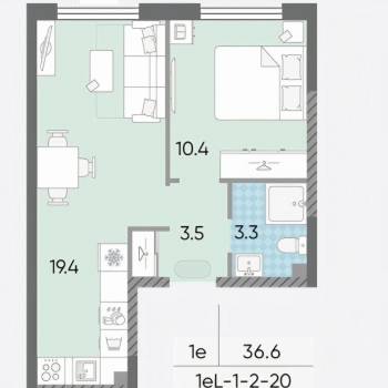 Сдается 1-комнатная квартира, 36,6 м²