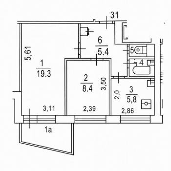 Продается 2-х комнатная квартира, 42,2 м²