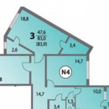 Продается 3-х комнатная квартира, 83,3 м²