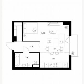 Продается 1-комнатная квартира, 37 м²