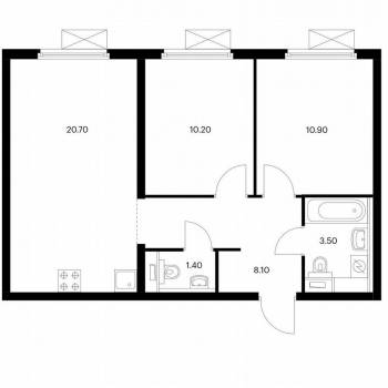 Продается 3-х комнатная квартира, 54,8 м²