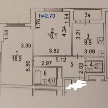 Сдается 2-х комнатная квартира, 60 м²