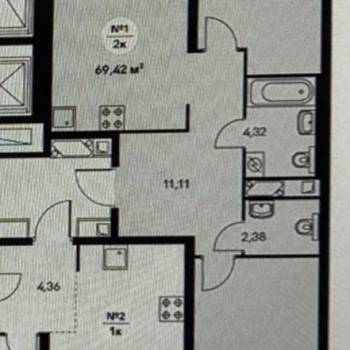Продается 2-х комнатная квартира, 69 м²
