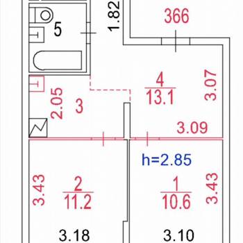 Продается 2-х комнатная квартира, 45,6 м²