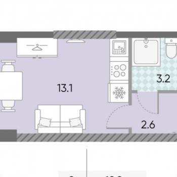 Продается 1-комнатная квартира, 18,9 м²