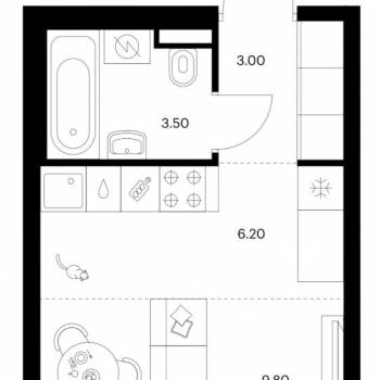 Продается 1-комнатная квартира, 22,5 м²