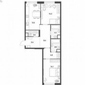 Продается 2-х комнатная квартира, 70,9 м²