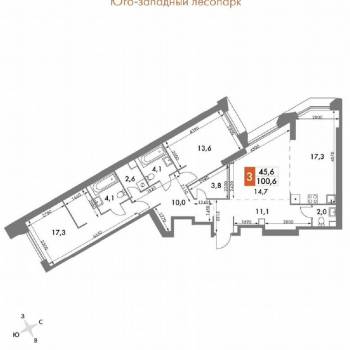 Продается 3-х комнатная квартира, 100,6 м²