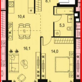 Продается 2-х комнатная квартира, 53,9 м²