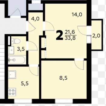 Продается 2-х комнатная квартира, 33,8 м²