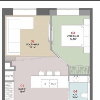 Сдается 2-х комнатная квартира, 45 м²