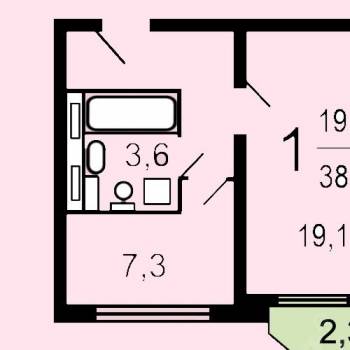 Сдается 1-комнатная квартира, 38,9 м²