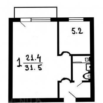 Продается 1-комнатная квартира, 32,1 м²