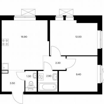 Сдается 2-х комнатная квартира, 48 м²