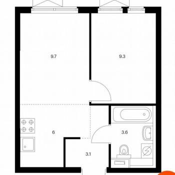 Сдается 1-комнатная квартира, 32 м²