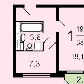 Сдается 1-комнатная квартира, 38,9 м²