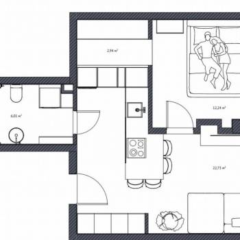 Продается 2-х комнатная квартира, 43 м²
