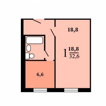 Продается 1-комнатная квартира, 32,6 м²