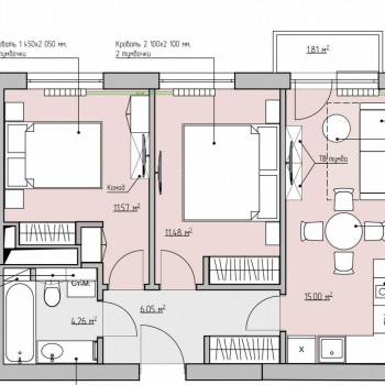 Сдается 2-х комнатная квартира, 53 м²