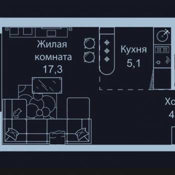 Продается 1-комнатная квартира, 30,8 м²