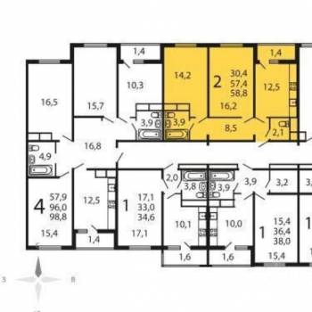 Продается 2-х комнатная квартира, 59,2 м²