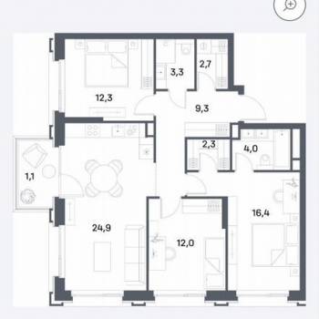 Продается 3-х комнатная квартира, 86,8 м²