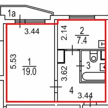 Продается 1-комнатная квартира, 38,5 м²