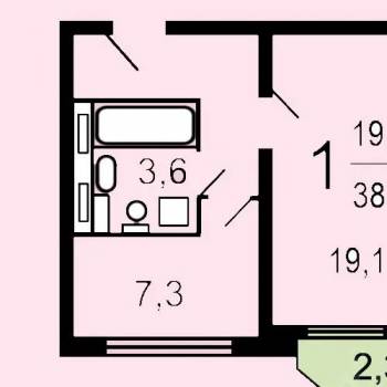 Сдается 1-комнатная квартира, 38,9 м²