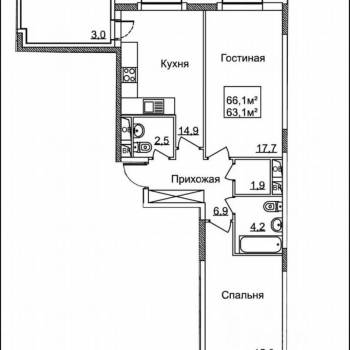 Сдается 2-х комнатная квартира, 67 м²