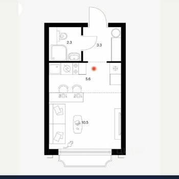 Продается 1-комнатная квартира, 21,7 м²