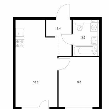 Продается 1-комнатная квартира, 35 м²