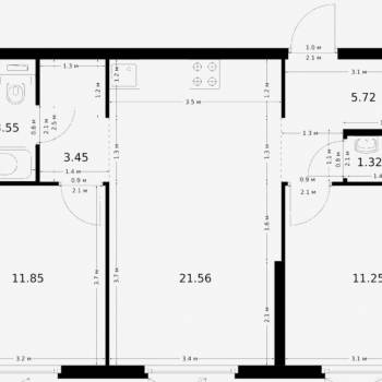 Сдается 2-х комнатная квартира, 56 м²