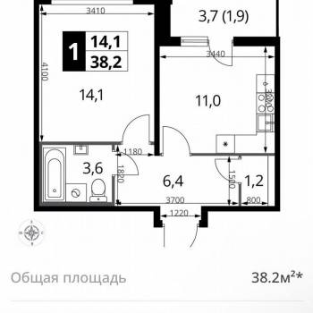 Сдается 1-комнатная квартира, 38,2 м²