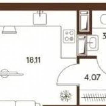 Продается 1-комнатная квартира, 25,7 м²
