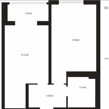Сдается 1-комнатная квартира, 43 м²