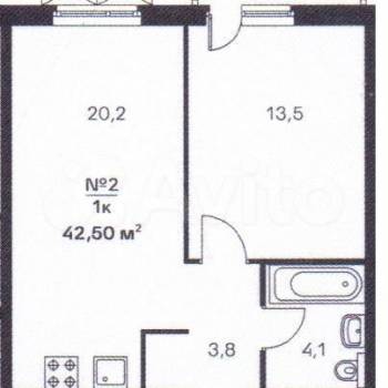 Сдается 1-комнатная квартира, 42 м²