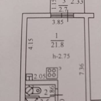 Продается 1-комнатная квартира, 25,4 м²
