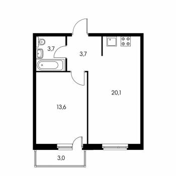 Сдается 1-комнатная квартира, 44 м²
