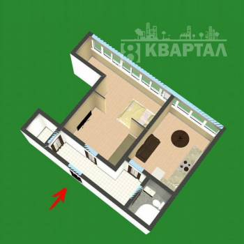 Продается 1-комнатная квартира, 46 м²