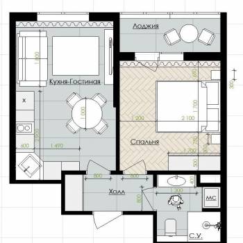 Продается 1-комнатная квартира, 39,6 м²