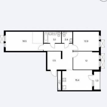 Сдается 2-х комнатная квартира, 84,4 м²
