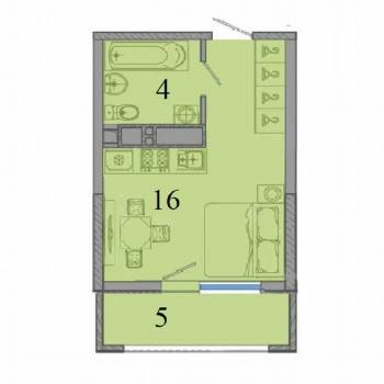 Продается 1-комнатная квартира, 25 м²