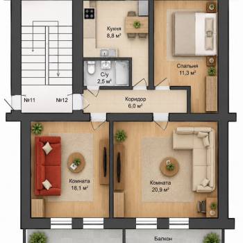 Сдается Многокомнатная квартира, 70 м²