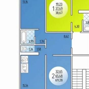 Сдается 2-х комнатная квартира, 61,2 м²